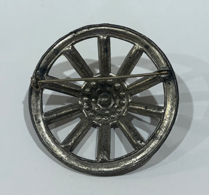 Antique 1920s Art Deco Rainbow Glass Wheel Brooch
