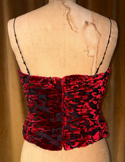 Vintage Kay Unger Beaded Strap Velvet Bustier Top (Size M)