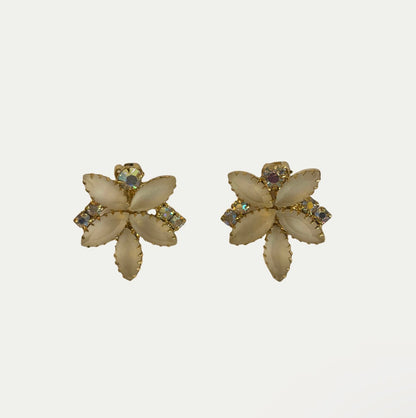 Vintage Gold Flower Clip Earrings