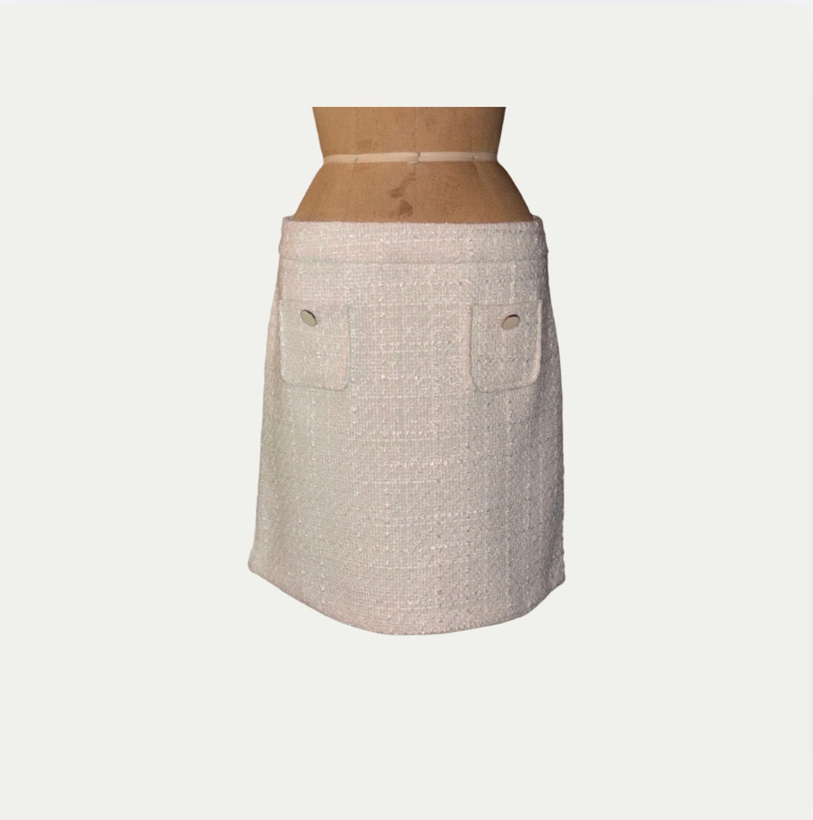 Maison D'Amelie White Tweed Skirt (Size S).