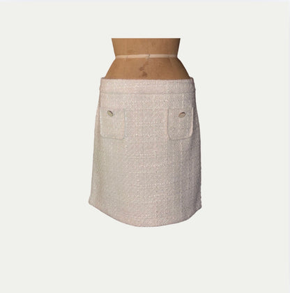 Maison D'Amelie White Tweed Skirt (Size S).
