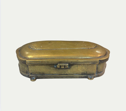 Grandeur X KADE Refillable Leather & Tobacco Scented Candle In Antique Brass Tobacco Box
