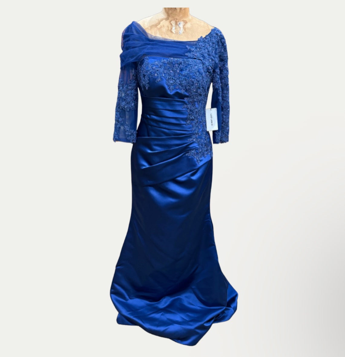 Luo Landi Blue Embroidered Evening Dress