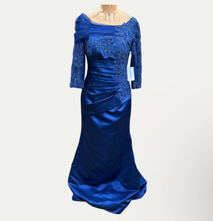 Luo Landi Blue Embroidered Evening Dress