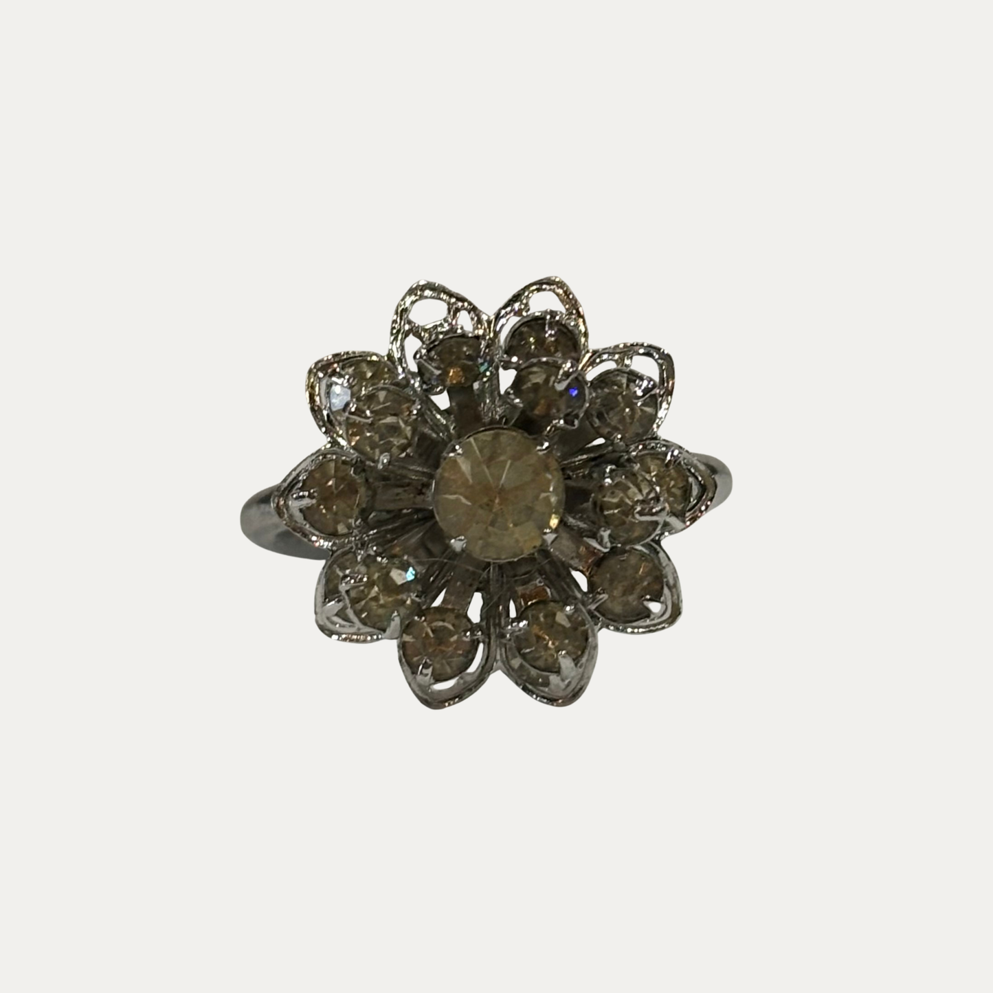 Vintage Crystal Flower Ring