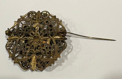 Antique 1930s Czech Amber Glass Brooch