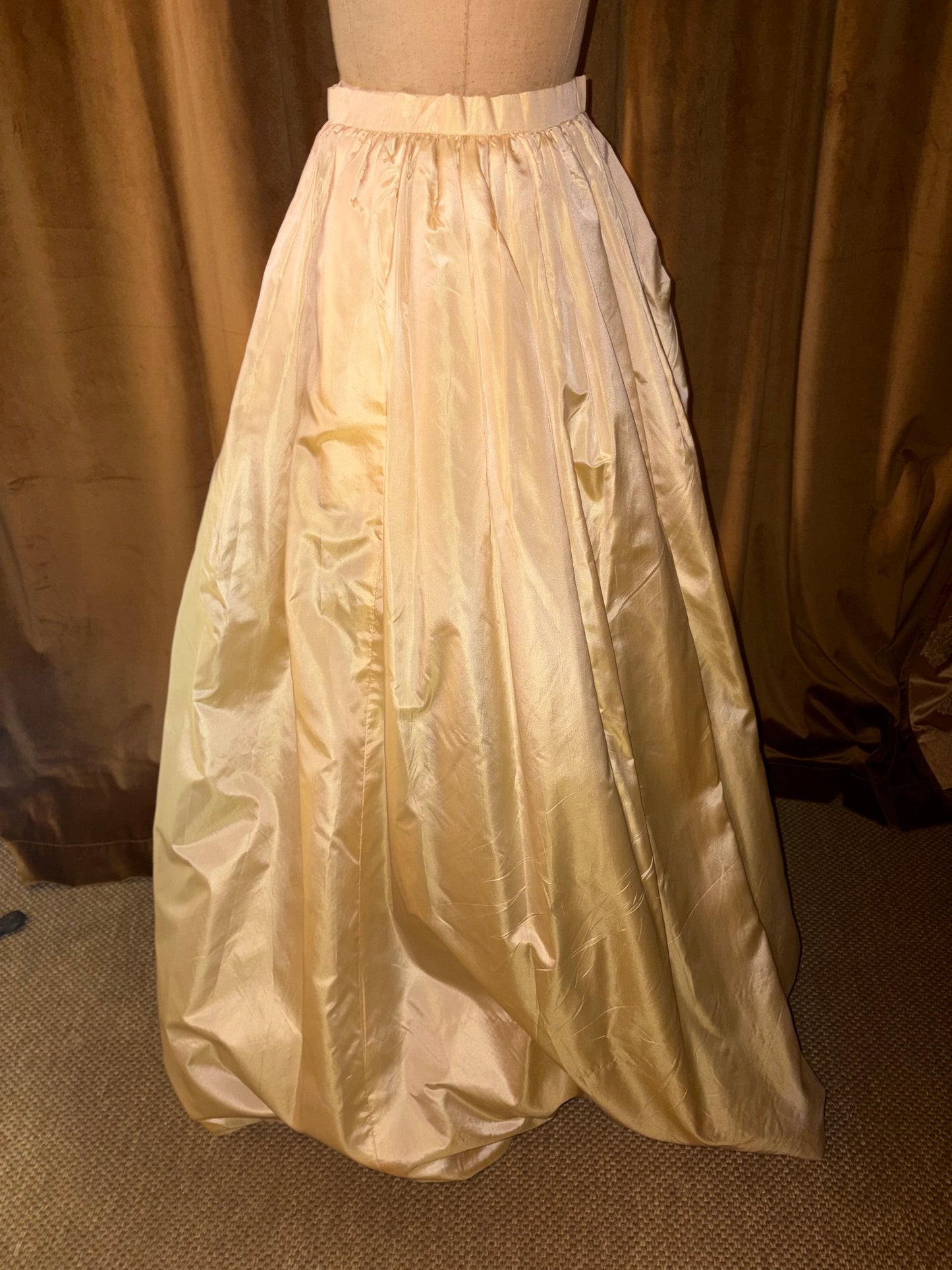 Vintage Oscar De La Renta Yellow Satin Maxi Skirt (Size 6)