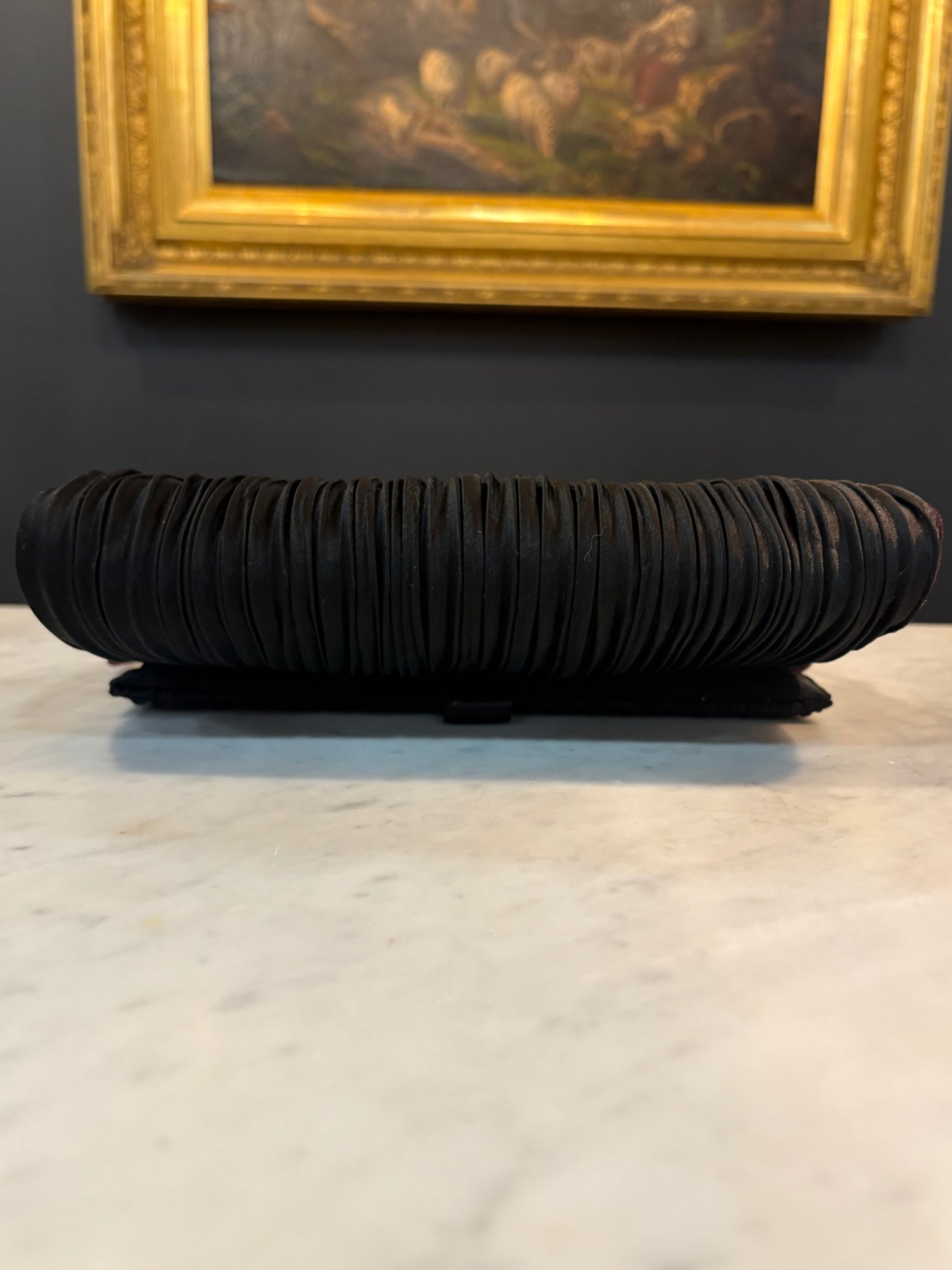 Vintage 1950s Black Silk Evening Bag