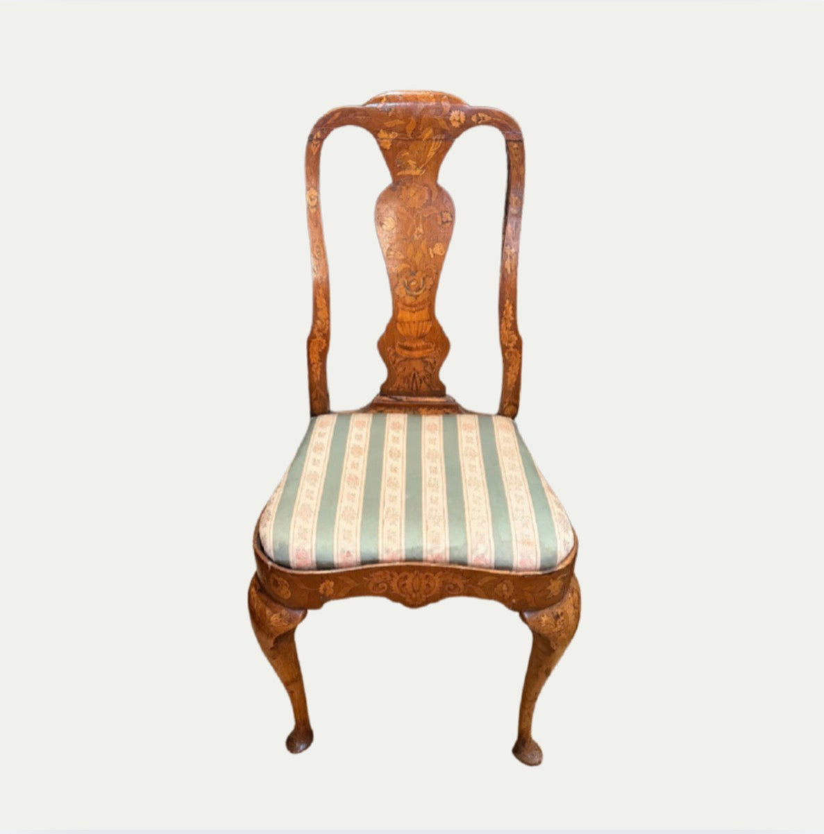 Pair (2) Dutch Marquetry 17th Century Chairs