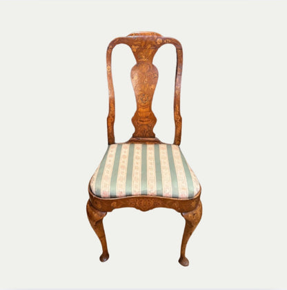 Pair (2) Dutch Marquetry 17th Century Chairs