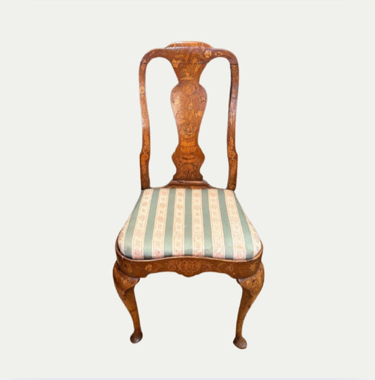 Pair (2) Dutch Marquetry 17th Century Chairs