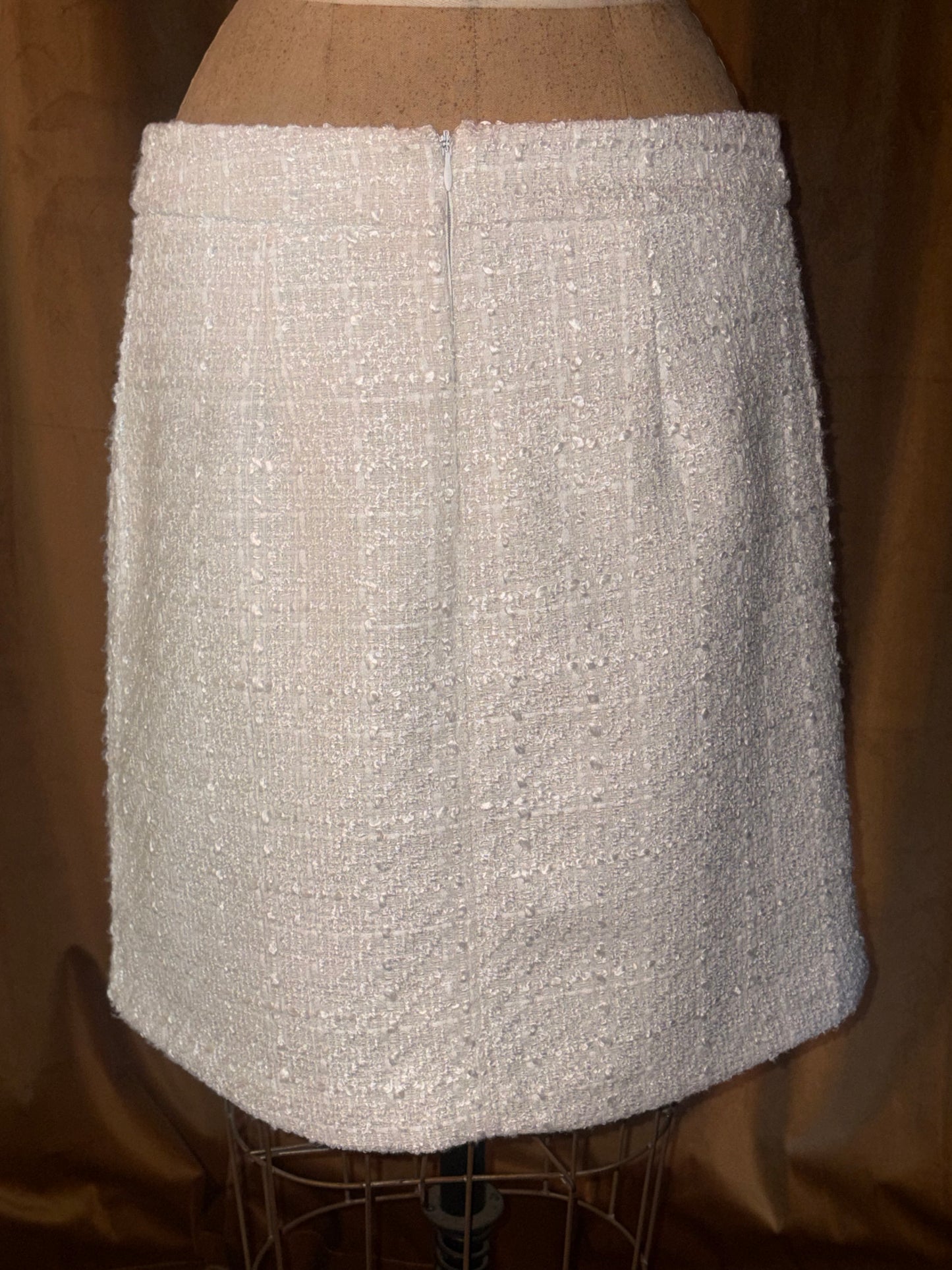 Maison D'Amelie White Tweed Skirt (Size S).