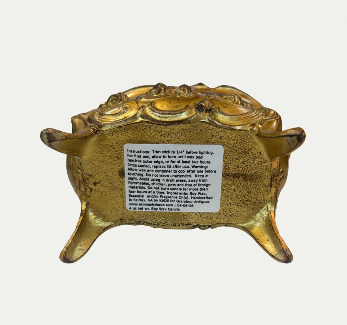 Grandeur X KADE Refillable Tuberose Scented Candle In Vintage Gilt Vessel