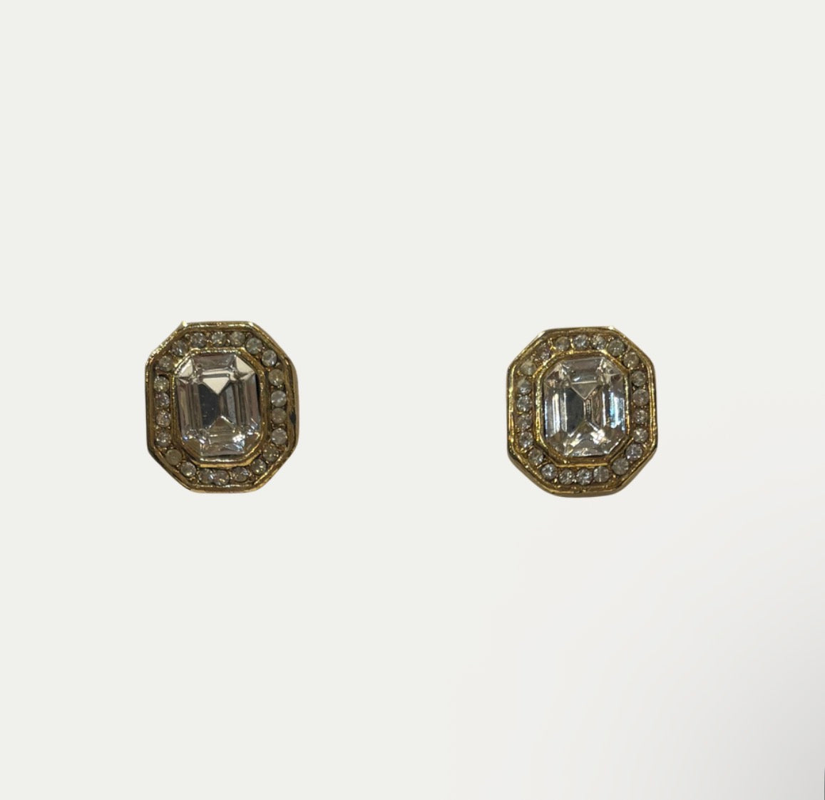 Vintage Emerald Cut Crystal Earrings