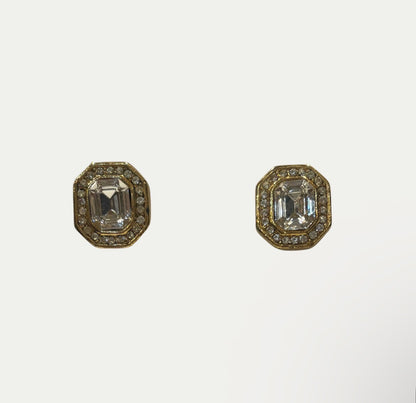 Vintage Emerald Cut Crystal Earrings