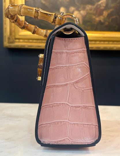 Italian Crocodile Embossed Leather Handbag