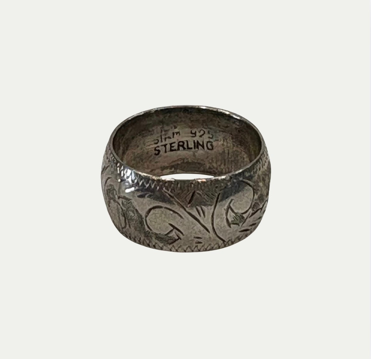 Vintage Etched Sterling Silver Ring