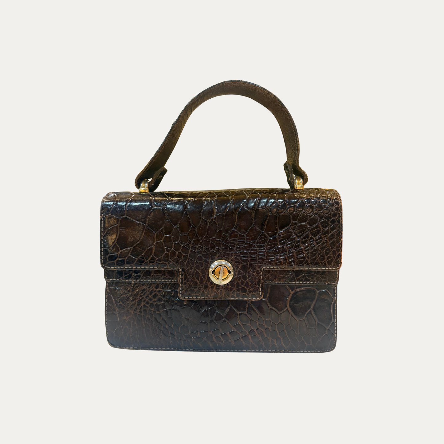 Vintage Brown Crocodile Handbag