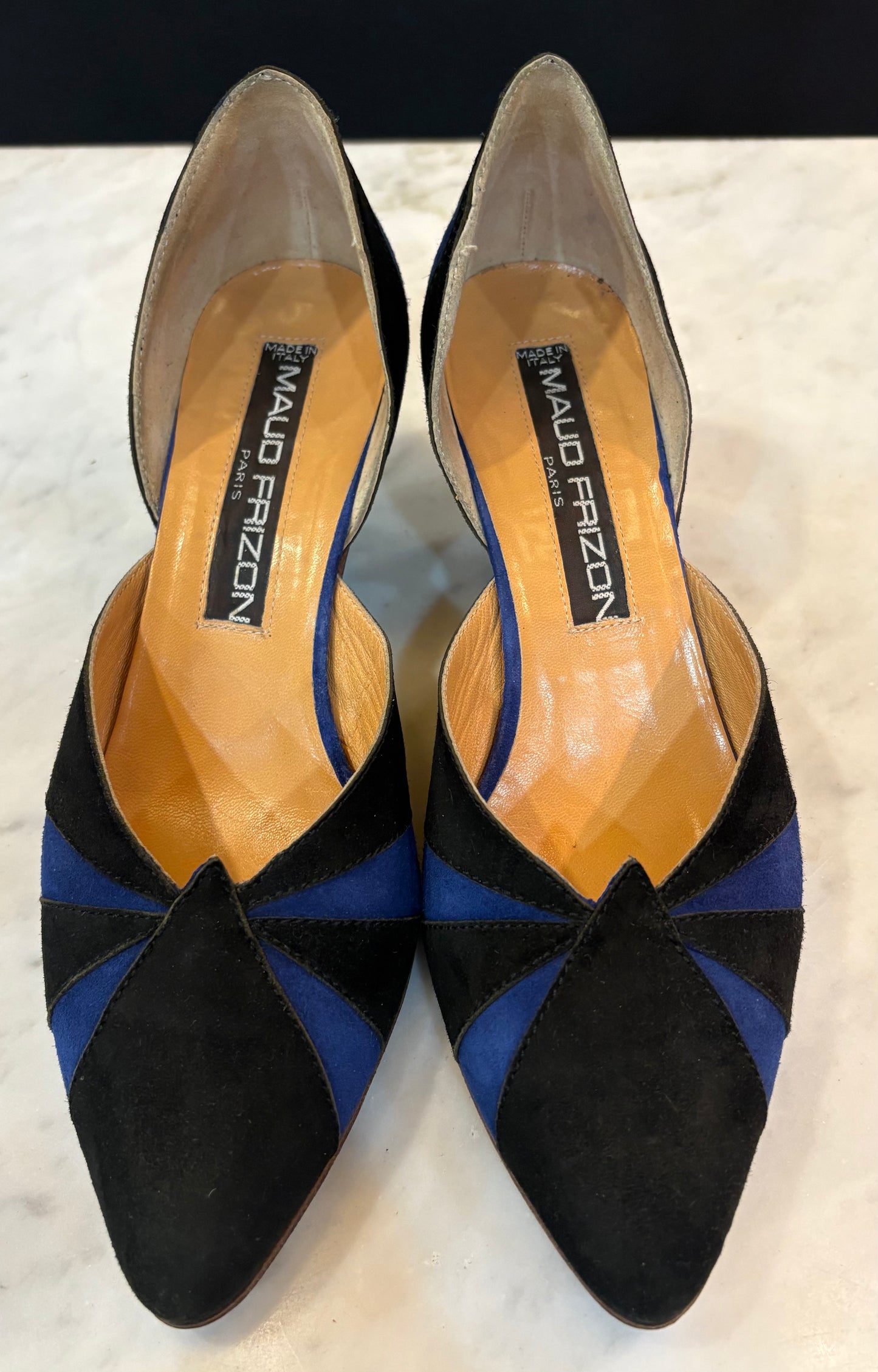 Maud Frizon Geometric Suede Pumps (Size 8)