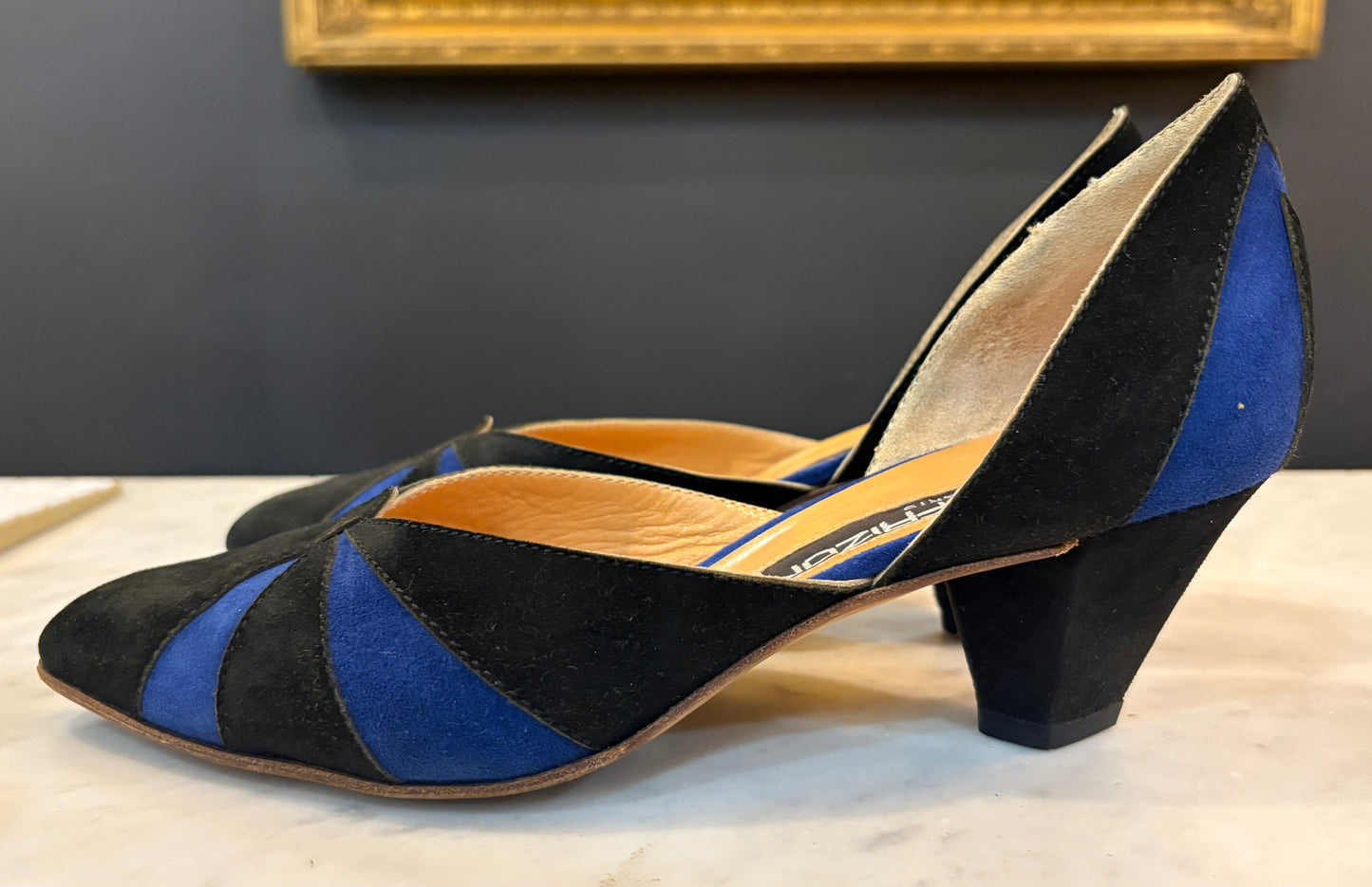 Maud Frizon Geometric Suede Pumps (Size 8)