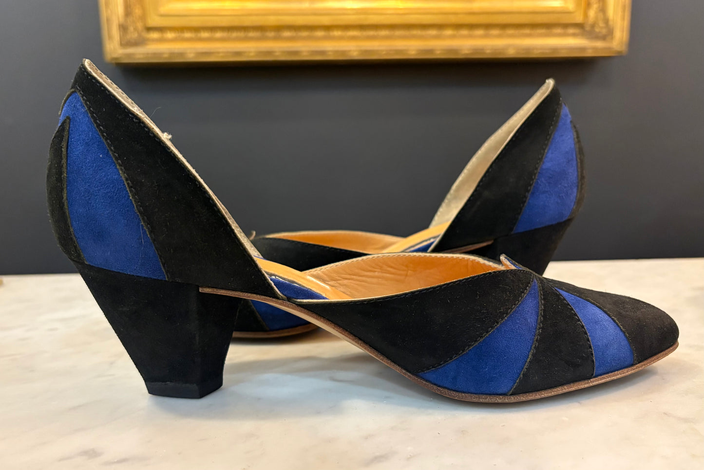 Maud Frizon Geometric Suede Pumps (Size 8)