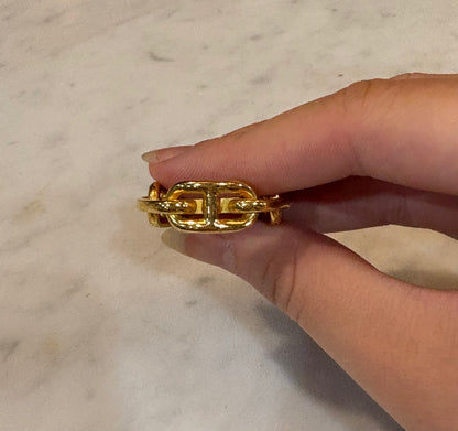 Vintage Hermes Gold Plated 1980s Chaine D'Ancre Scarf Ring