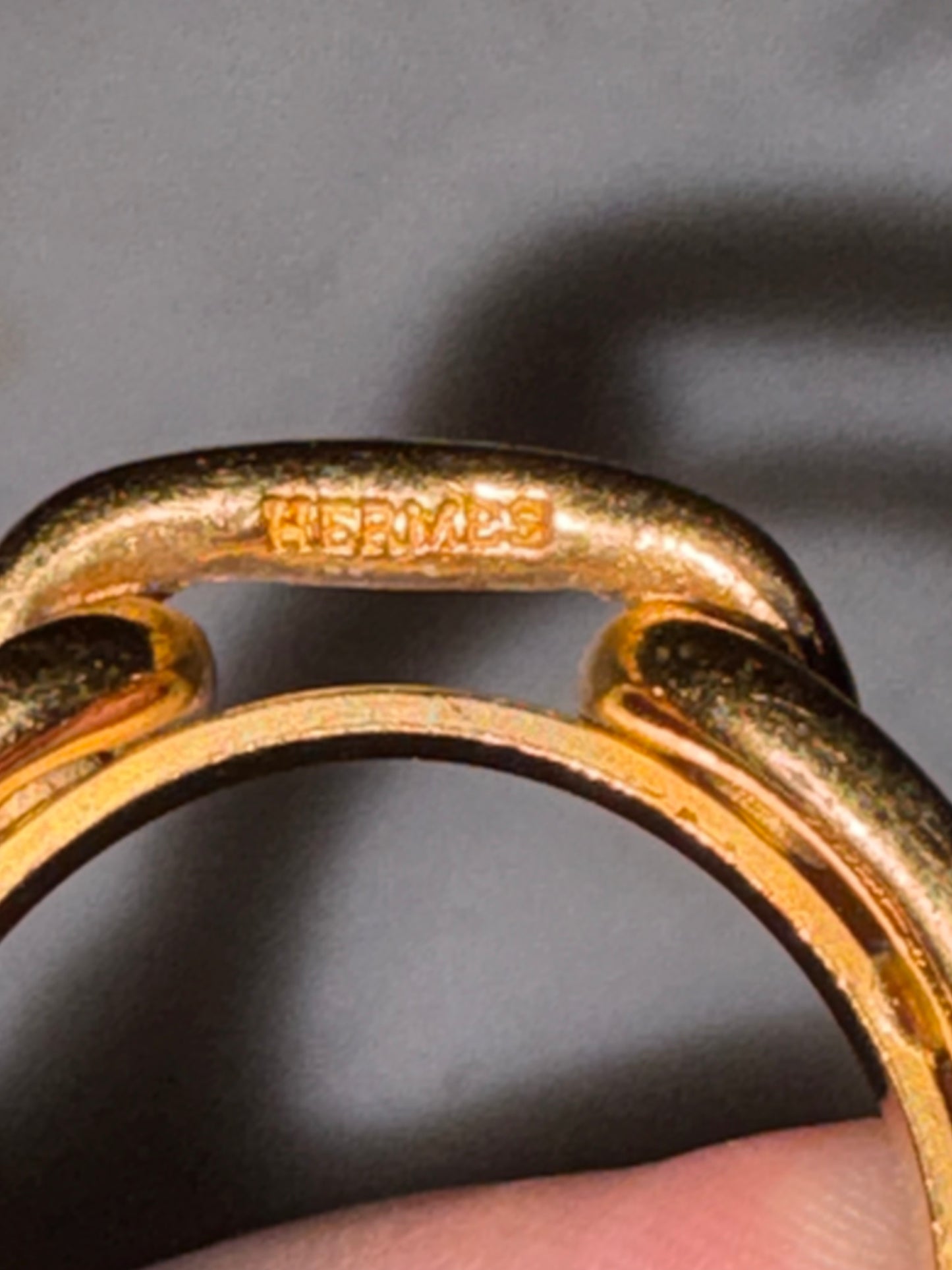 Vintage Hermes Gold Plated 1980s Chaine D'Ancre Scarf Ring