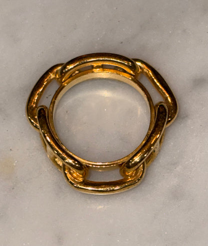 Vintage Hermes Gold Plated 1980s Chaine D'Ancre Scarf Ring