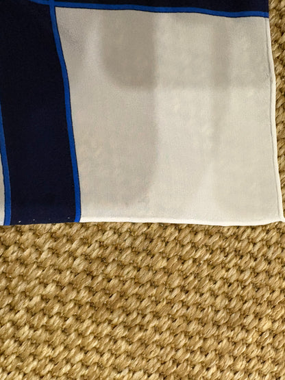 Vintage 1980s Yves Saint Laurent Navy Gingham 90cm Scarf