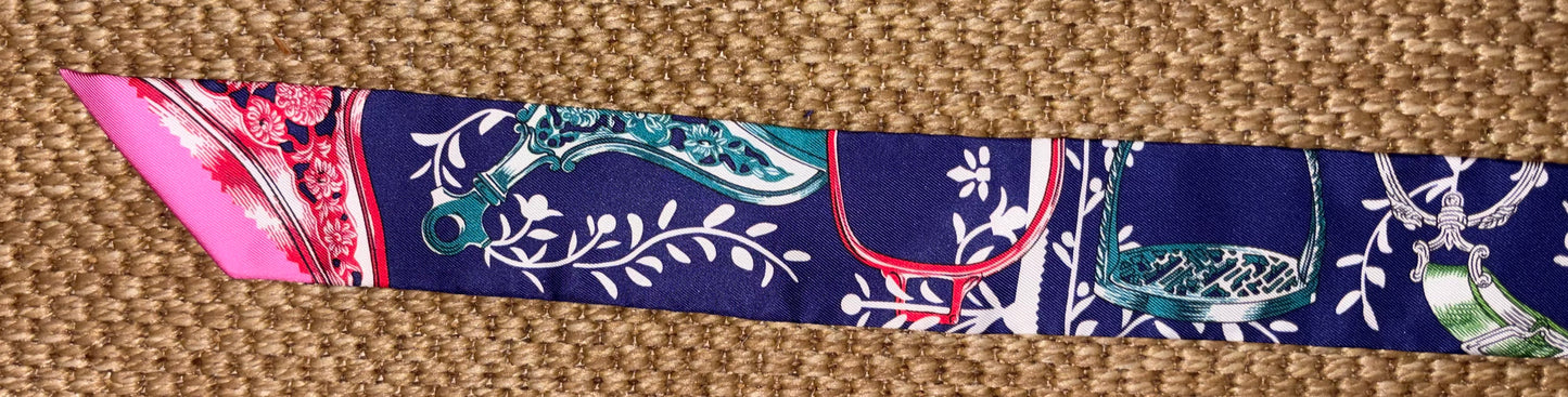 Hermes "Etriers Remix" Discontinued Twilly Scarf