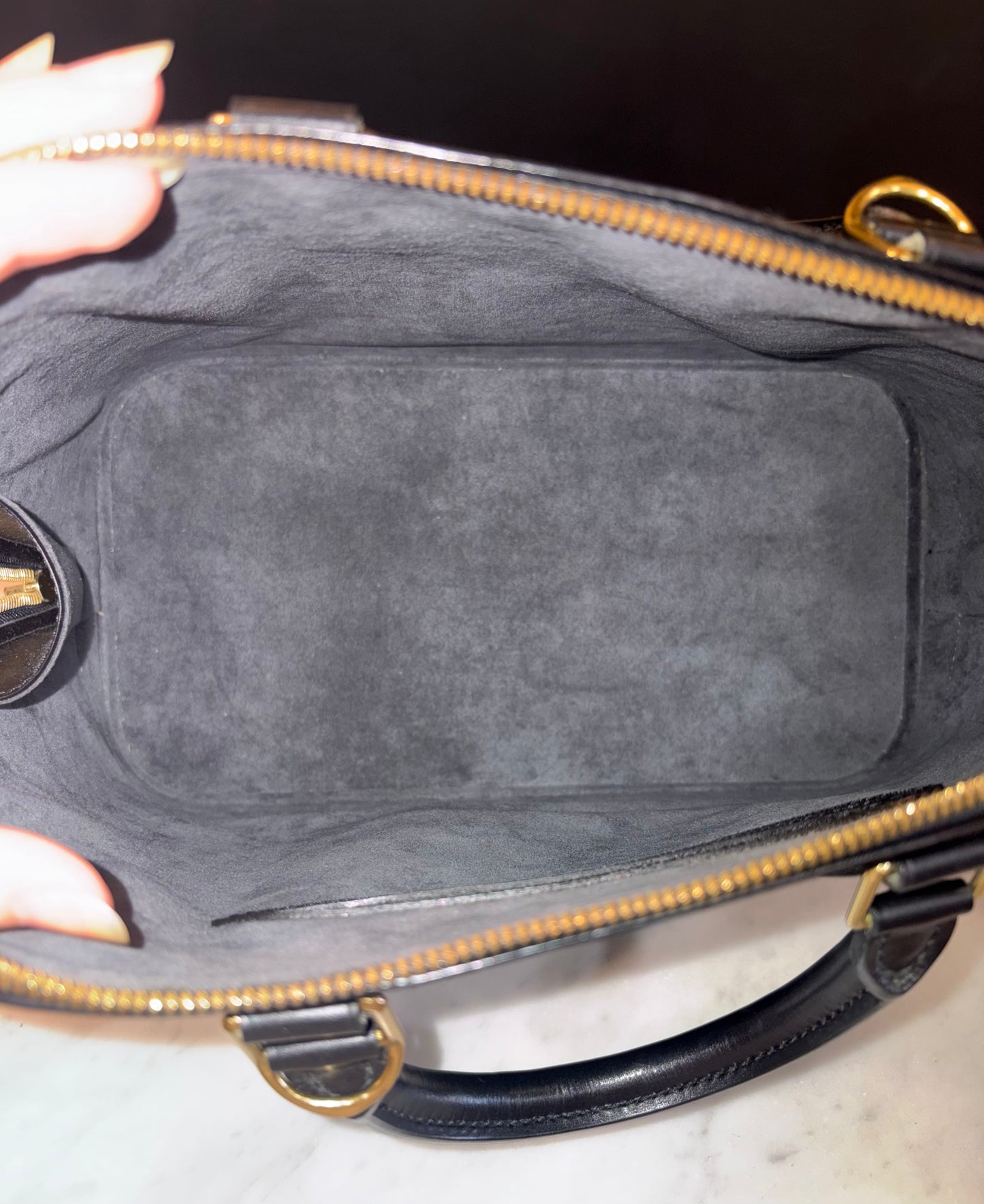 Louis Vuitton Large Black Epi Leather Alma BB