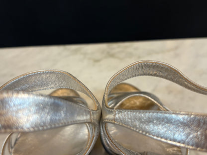 Casadei Silver Leather Acrylic Wedges (Size 7.5)