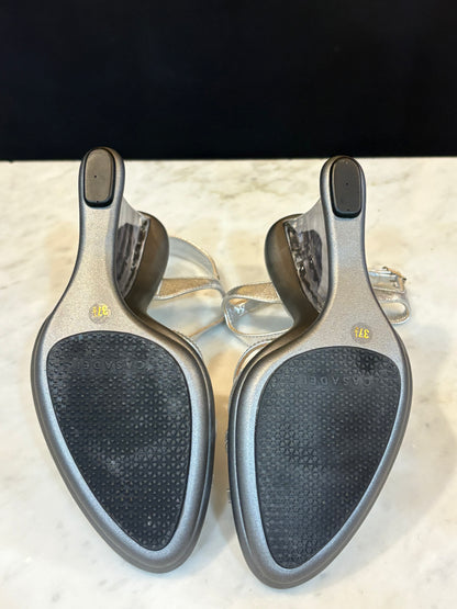 Casadei Silver Leather Acrylic Wedges (Size 7.5)