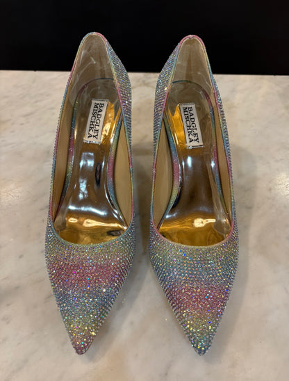 Badgley Mischka Rainbow Crystal High Heels (Size 8)