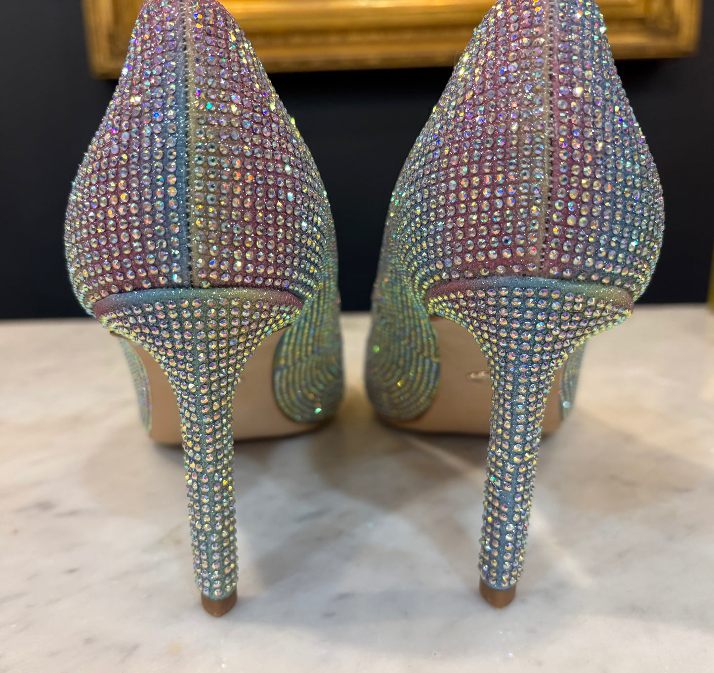 Badgley Mischka Rainbow Crystal High Heels (Size 8)
