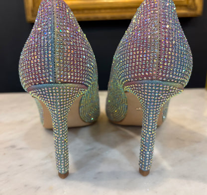 Badgley Mischka Rainbow Crystal High Heels (Size 8)