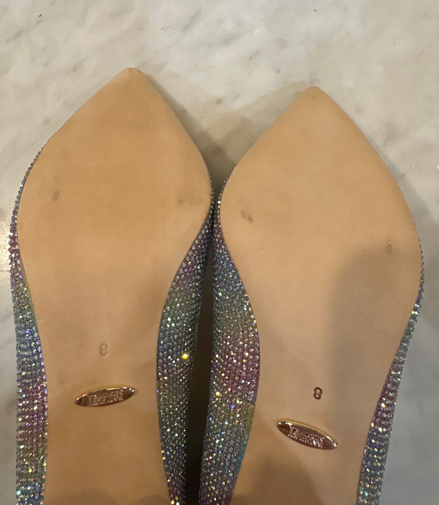 Badgley Mischka Rainbow Crystal High Heels (Size 8)