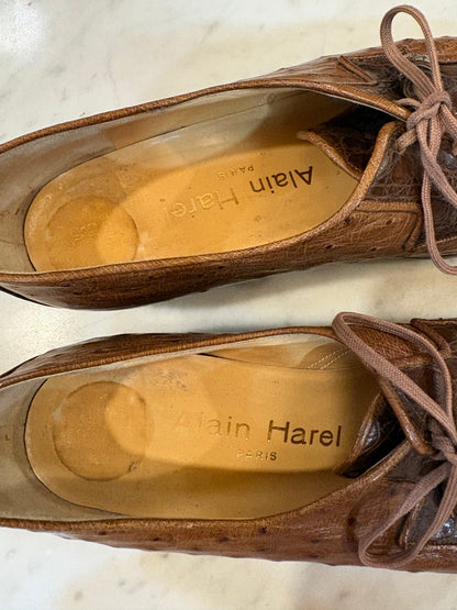 Vintage Alain Harel Paris Ostrich Leather Loafers (SIze 7-7 1/2)