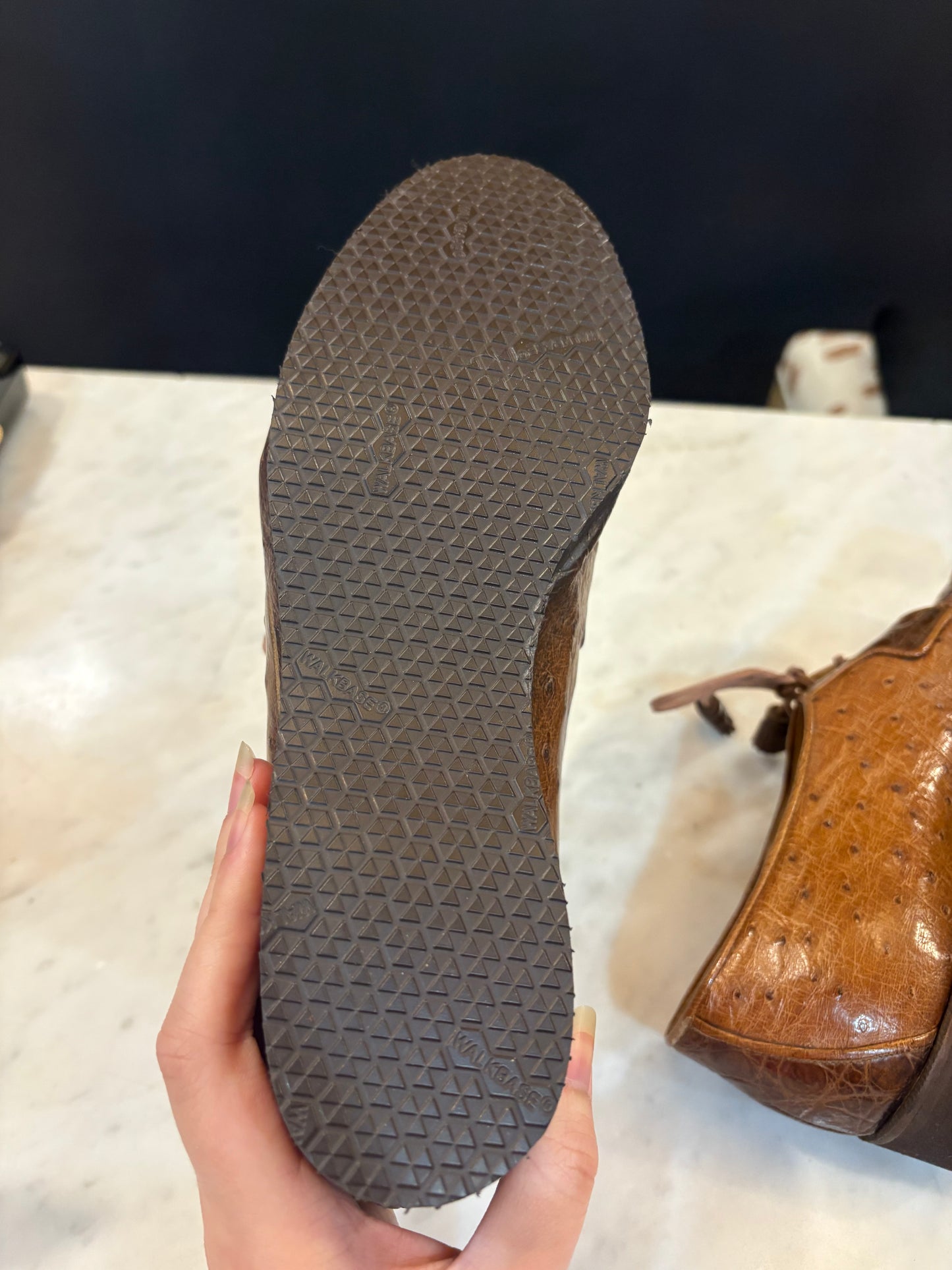 Vintage Alain Harel Paris Ostrich Leather Loafers (SIze 7-7 1/2)