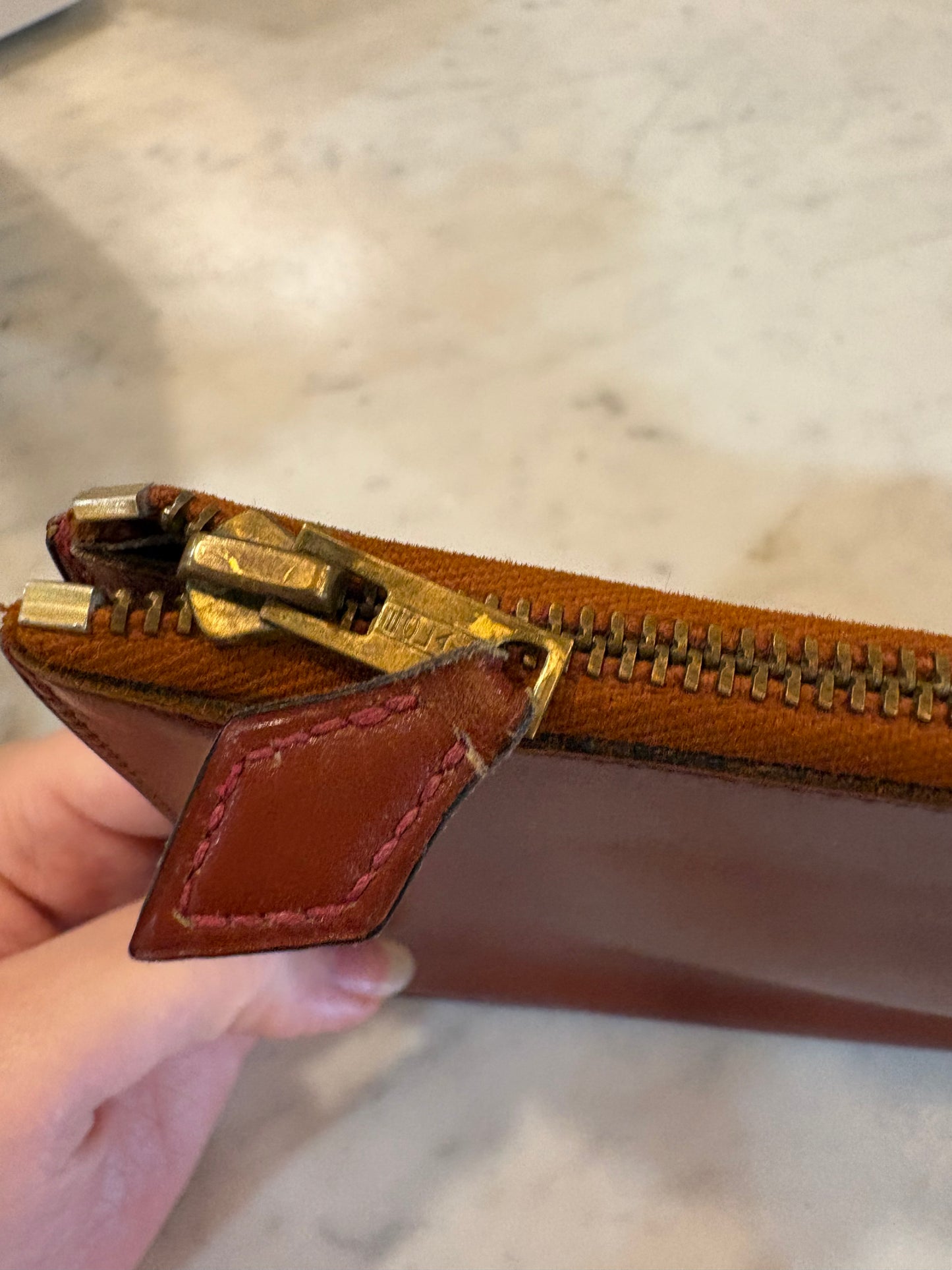 Vintage 1980s Hermes Box Leather Wristlet