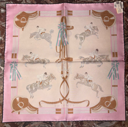 Hermes Cavroche 45cm Silk Jumping Scarf In Pink