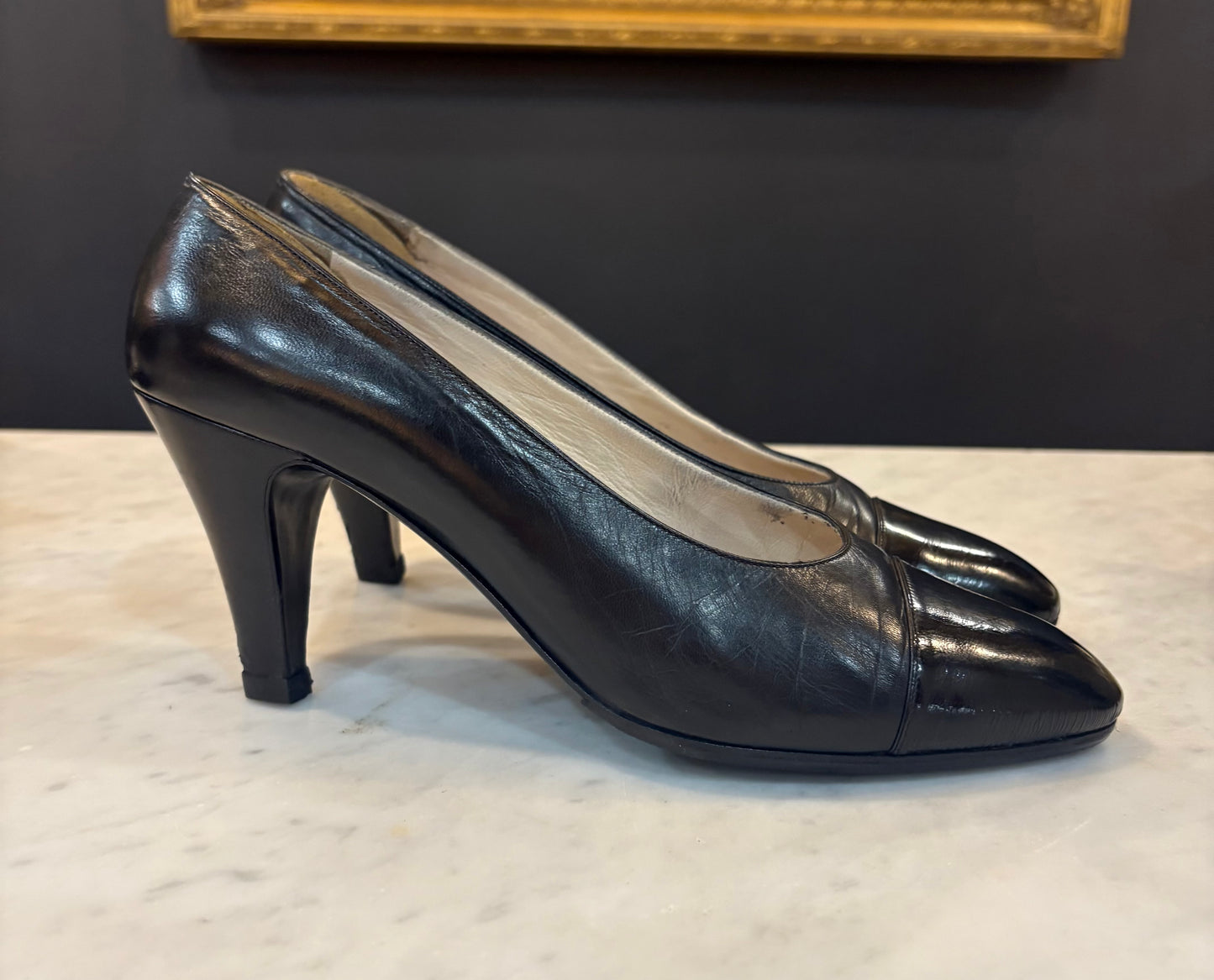 Vintage Chanel Patent Toe Pumps (Size 7)