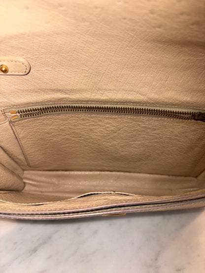 Hermes "2way" Ostrich Leather And Linen Clutch/Shoulder Bag