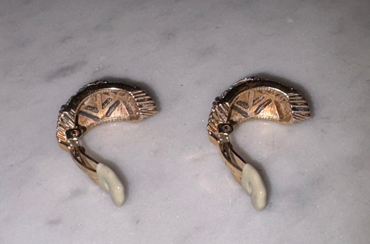 Vintage Crystal Patterned Clip Earrings