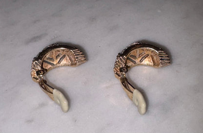 Vintage Crystal Patterned Clip Earrings