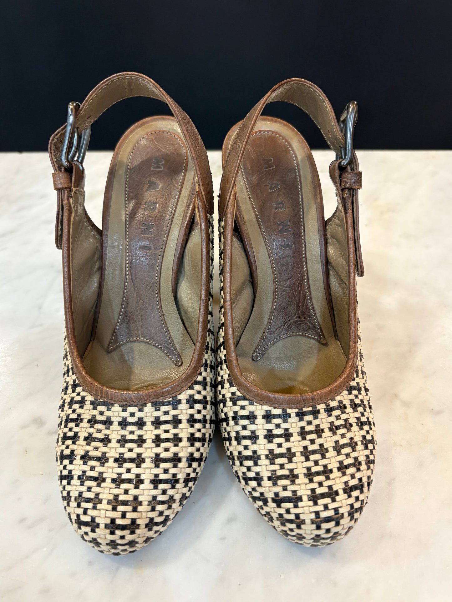 Marni Woven Leather Heels (Size 6)