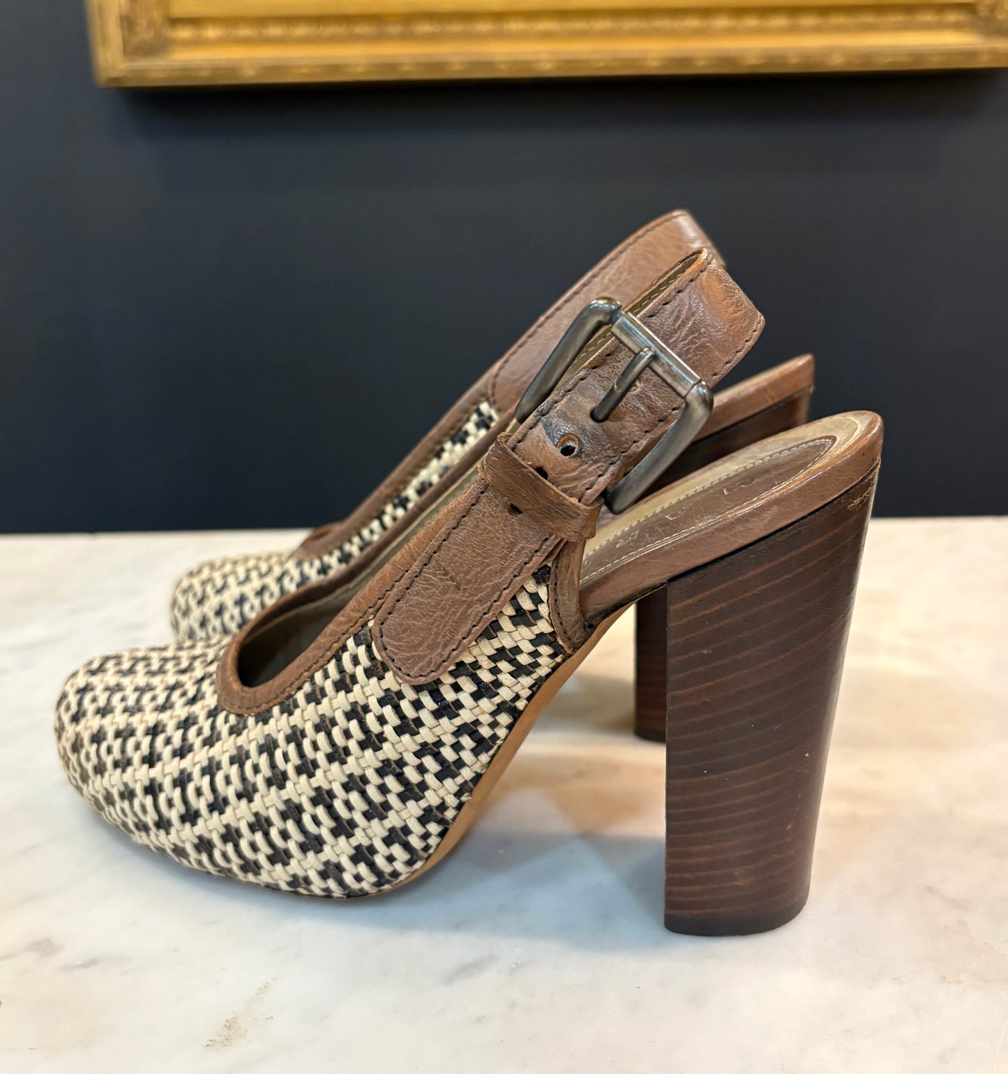 Marni Woven Leather Heels (Size 6)
