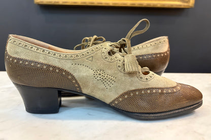 Hermes Lizard and Suede Lace Up Heels (Size 8)