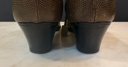 Hermes Lizard and Suede Lace Up Heels (Size 8)
