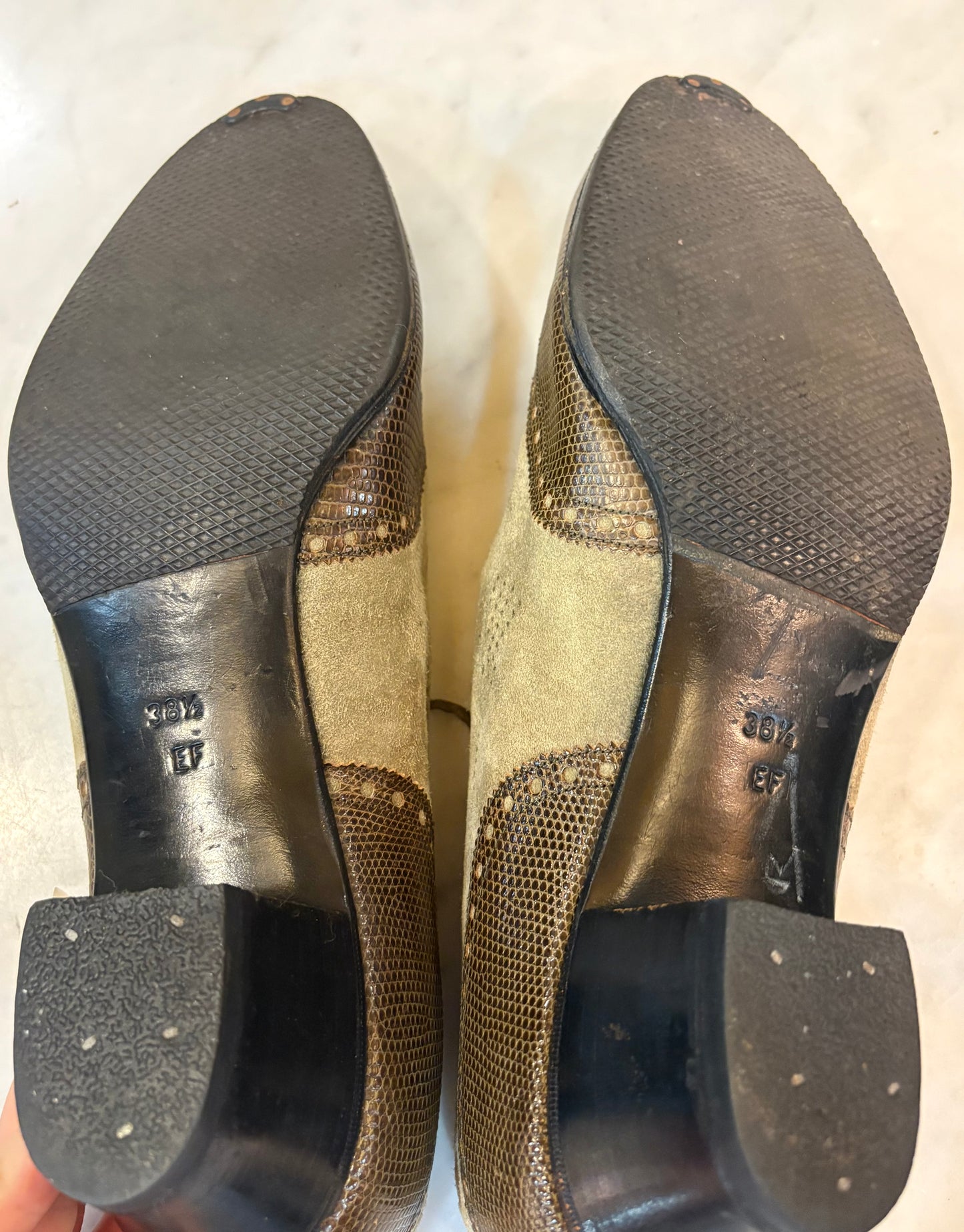 Hermes Lizard and Suede Lace Up Heels (Size 8)